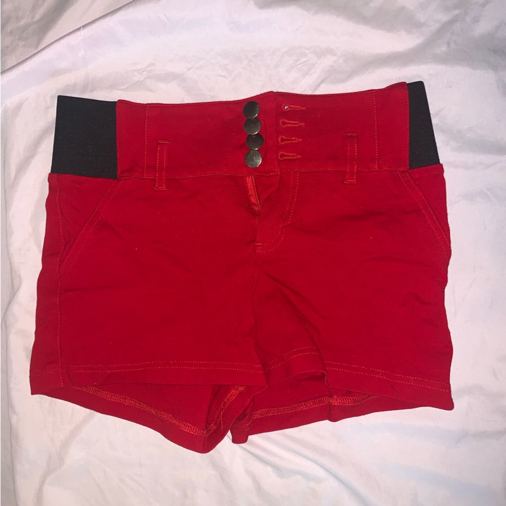Red spandex hot pants